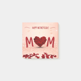 Happy Mother's Day Rose Heart Bouquet Post-it Klebezettel