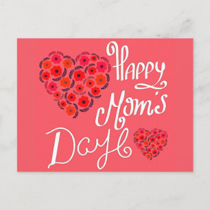 Happy Mother's Day Rote Rosen Liebe Herz Typografi Postkarte