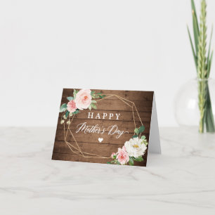 Happy Mother's Day Rustic Geometric Blush Bloral Karte
