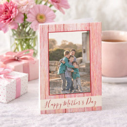 Happy Mother's Day Rustic Red Wood Photo Karte