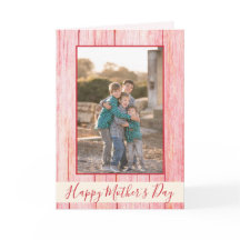 Happy Mother's Day Rustic Red Wood Photo