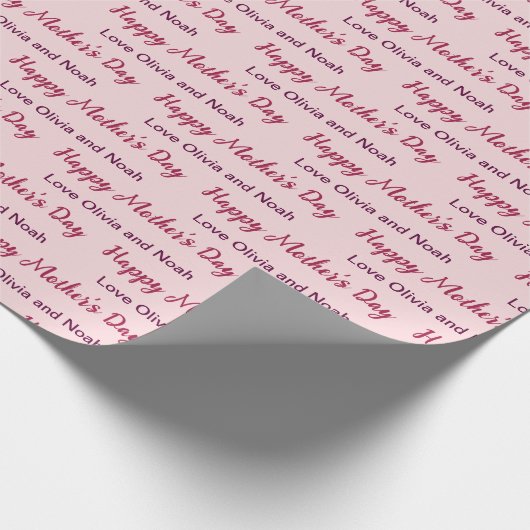 Happy Mother's Day Script blassrosa Name des Giver Geschenkpapier (Ecke)