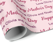 Happy Mother's Day Script blassrosa Name des Giver Geschenkpapier (Rolleneckpunkt)
