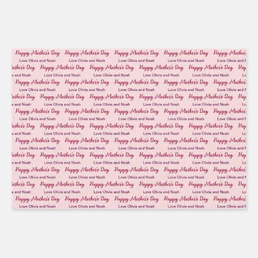 Happy Mother's Day Script blassrosa Name des Giver Geschenkpapier Set (Vorderseite 2)