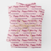 Happy Mother's Day Script blassrosa Name des Giver Geschenkpapier Set (Beispiel)