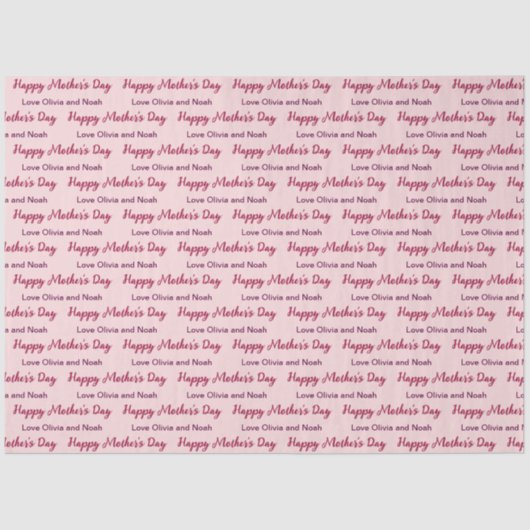 Happy Mother's Day Script blassrosa Name des Giver Seidenpapier (Vorderseite)