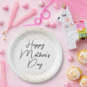 Happy Mother's Day Script & Gold Glitzer Confetti Pappteller (Party)