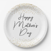 Happy Mother's Day Script & Gold Glitzer Confetti Pappteller (Vorderseite)