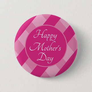 Happy Mother's Day Shades of Pink Stripes Simple Button