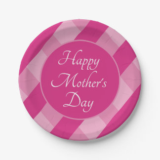 Happy Mother's Day Shades of Pink Stripes Simple Pappteller
