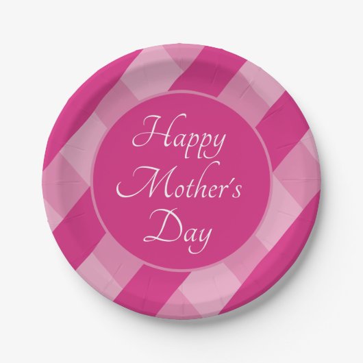 Happy Mother's Day Shades of Pink Stripes Simple Pappteller (Vorderseite)