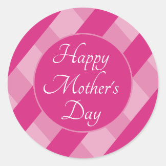 Happy Mother's Day Shades of Pink Stripes Simple Runder Aufkleber