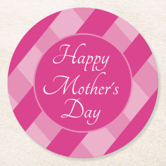 Happy Mother's Day Shades of Pink Stripes Simple Runder Pappuntersetzer
