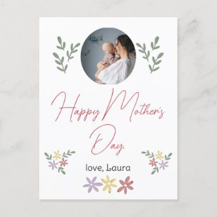 Happy Mother's Day simple Blume Mama & Baby Foto Feiertagspostkarte