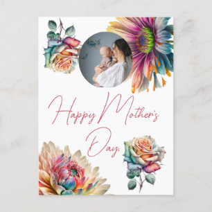 Happy Mother's Day simple Blume Mama & Baby Foto Feiertagspostkarte