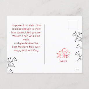 Happy Mother's Day simple Blume Mama & Baby Foto Feiertagspostkarte