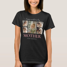 Happy Mothers Day Simple Modern Script Five Foto T-Shirt
