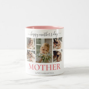 Happy Mothers Day Simple Modern Script Five Foto Zweifarbige Tasse
