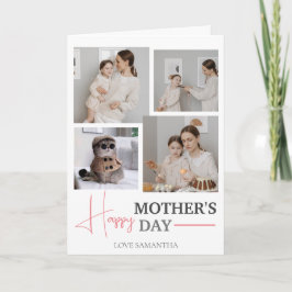 Happy Mothers Day Simple Modern Script Vier Foto Karte