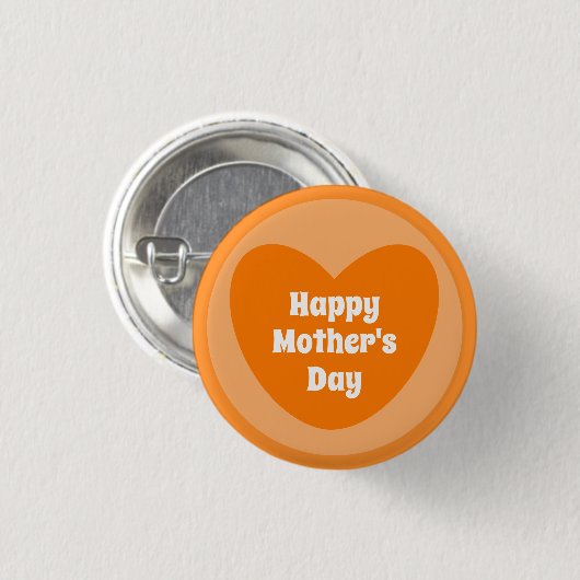 Happy Mother's Day Simple Niedlich Orange Heart Button (Vorne & Hinten)