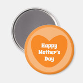 Happy Mother's Day Simple Niedlich Orange Heart Magnet (Vorderseite/Rückseite)