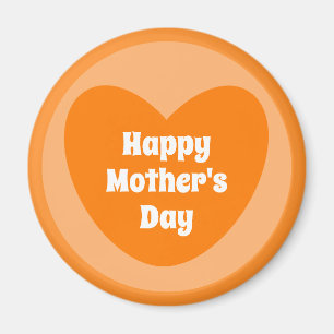 Happy Mother's Day Simple Niedlich Orange Heart Magnet