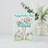 Happy Mother's Day Snails Postkarte (Stehend Vorderseite)