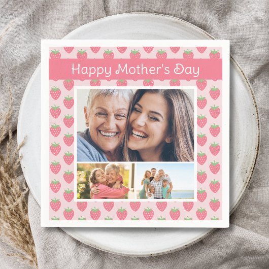 Happy Mothers Day Strawberry Foto Serviette