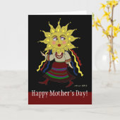 Happy Mother's Day Sun Frau ukrainische Volkskunst Karte (Gelbe Blume)