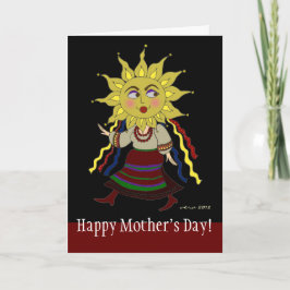 Happy Mother's Day Sun Frau ukrainische Volkskunst Karte