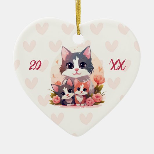 Happy Mother's Day Sweet Pastel Cat Keramik Ornament (Vorne)