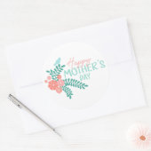 Happy Mother's day text in floral frame Runder Aufkleber (Umschlag)