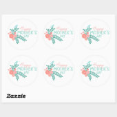 Happy Mother's day text in floral frame Runder Aufkleber (Blatt)