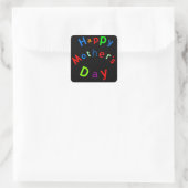 Happy Mothers Day Text Quadratischer Aufkleber (Tasche)