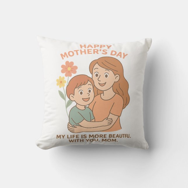 Happy Mother's Day Throw Kissen Niedliche Mama und (Vorderseite)