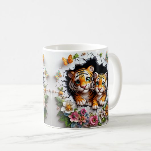 Happy Mother's Day Tiger and Cub Design Kaffeetasse (VorderseiteRechts)