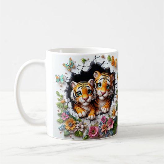 Happy Mother's Day Tiger and Cub Design Kaffeetasse (Links)