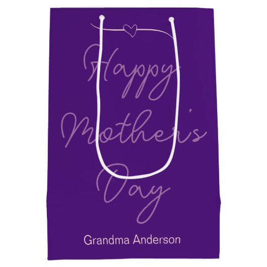 Happy Mother's Day to Oma Royal Lila Mittlere Geschenktüte (Rückseite)
