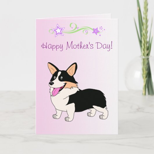 Happy Mother's Day Tricolor Corgi Karte (Vorderseite)