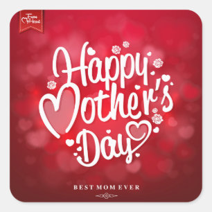 Happy Mother's Day Typografy-23534 Quadratischer Aufkleber