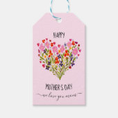 "Happy Mother's Day" Wasserfarbene Blume Herz Geschenkanhänger (Vorderseite)