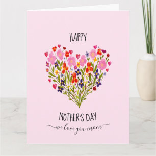 "Happy Mother's Day" Wasserfarbene Blume Herz Karte