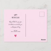 "Happy Mother's Day" Wasserfarbene Blume Herz Postkarte (Rückseite)