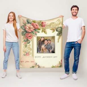 Happy Mother's Day Watercolor Blume Foto Fleecedecke