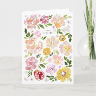 Happy Mothers Day watercolor Flower Card Dankeskarte