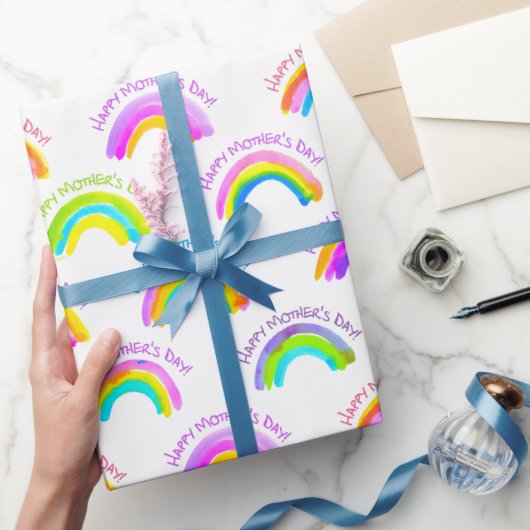 Happy Mother's Day Watercolor Rainbow Pattern Geschenkpapier (Schenken)
