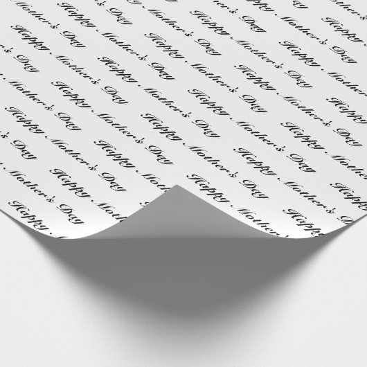 Happy Mother's Day weiße schwarze Skript elegante  Geschenkpapier (Ecke)