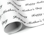 Happy Mother's Day weiße schwarze Skript elegante  Geschenkpapier (Rolleneckpunkt)