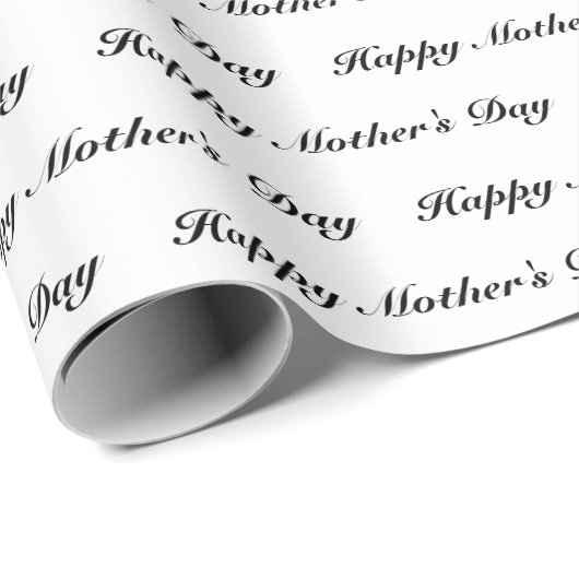 Happy Mother's Day weiße schwarze Skript elegante Geschenkpapier (Rolleneckpunkt)