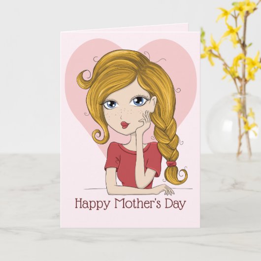 Happy Mother's Day Whimsical Art Karte (Gelbe Blume)